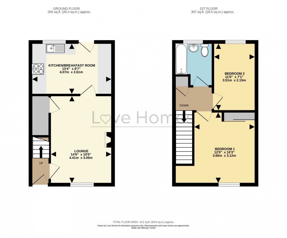 Floorplan for Rose Walk, Toddington