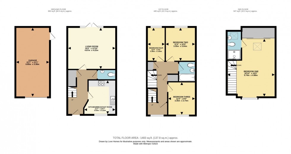 Floorplan for Churchill Drive, Flitwick