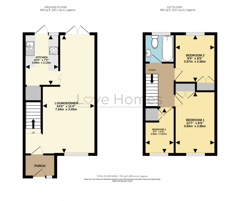 Floorplan for Primrose Close, Flitwick, Bedford, Bedfordshire, MK45