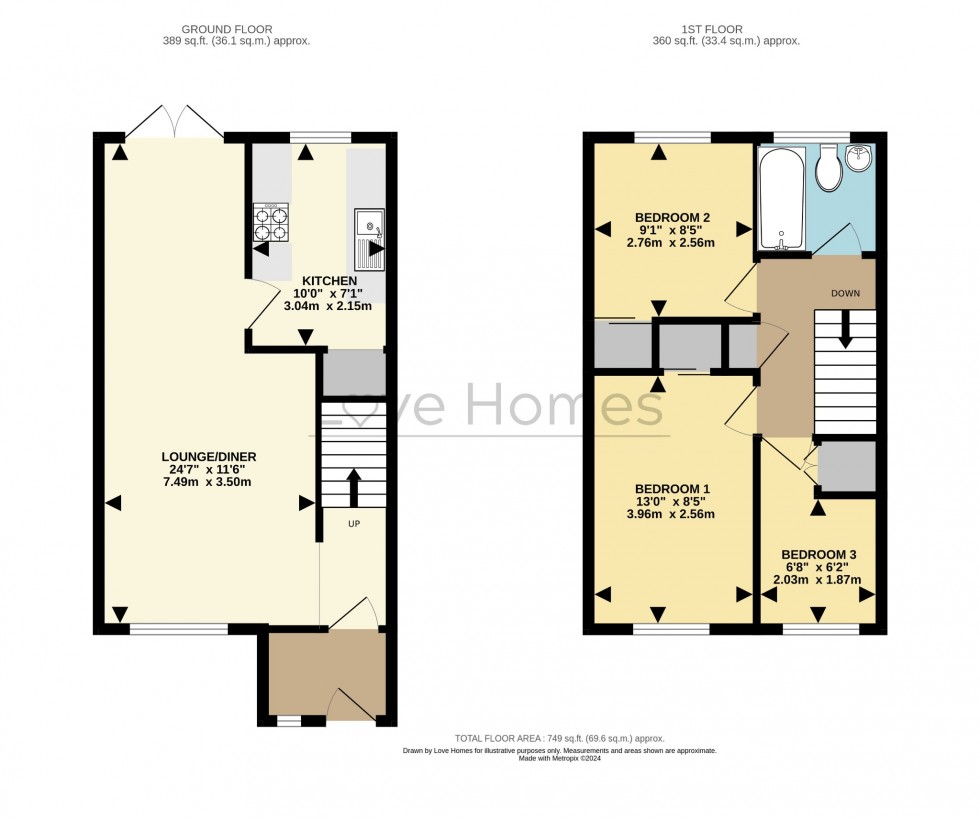 Floorplan for Primrose Close, Flitwick, Bedford, Bedfordshire, MK45