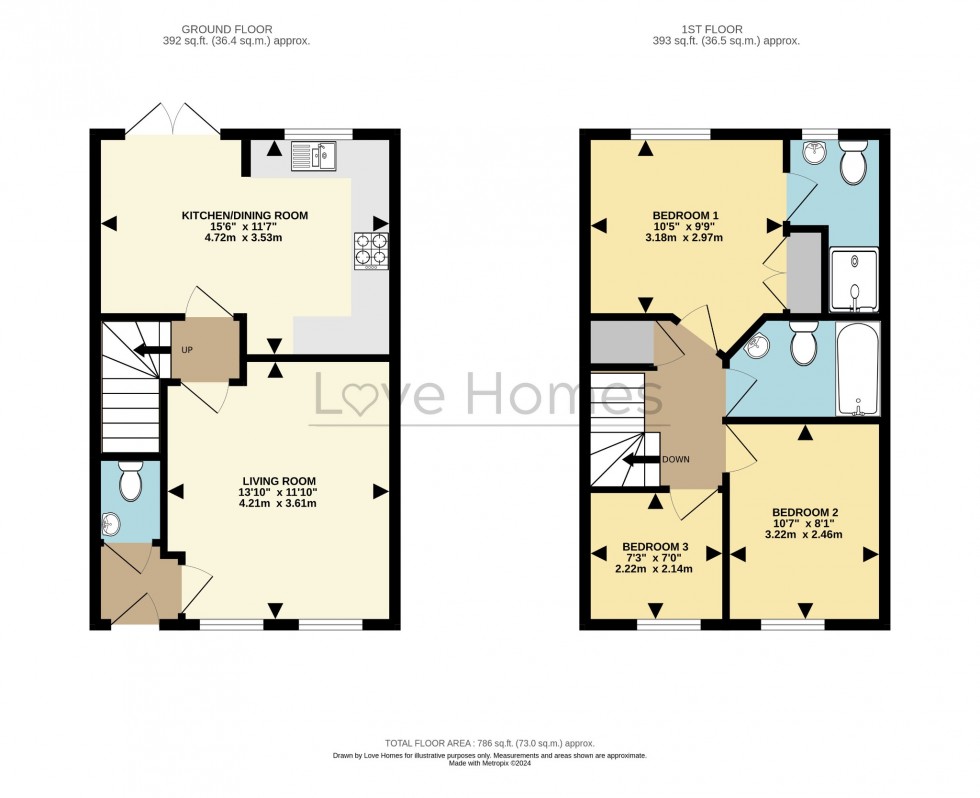 Floorplan for Butler Drive, Lidlington