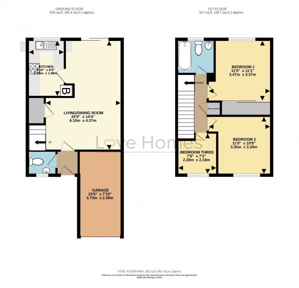 Floorplan for Trent Avenue, Flitwick