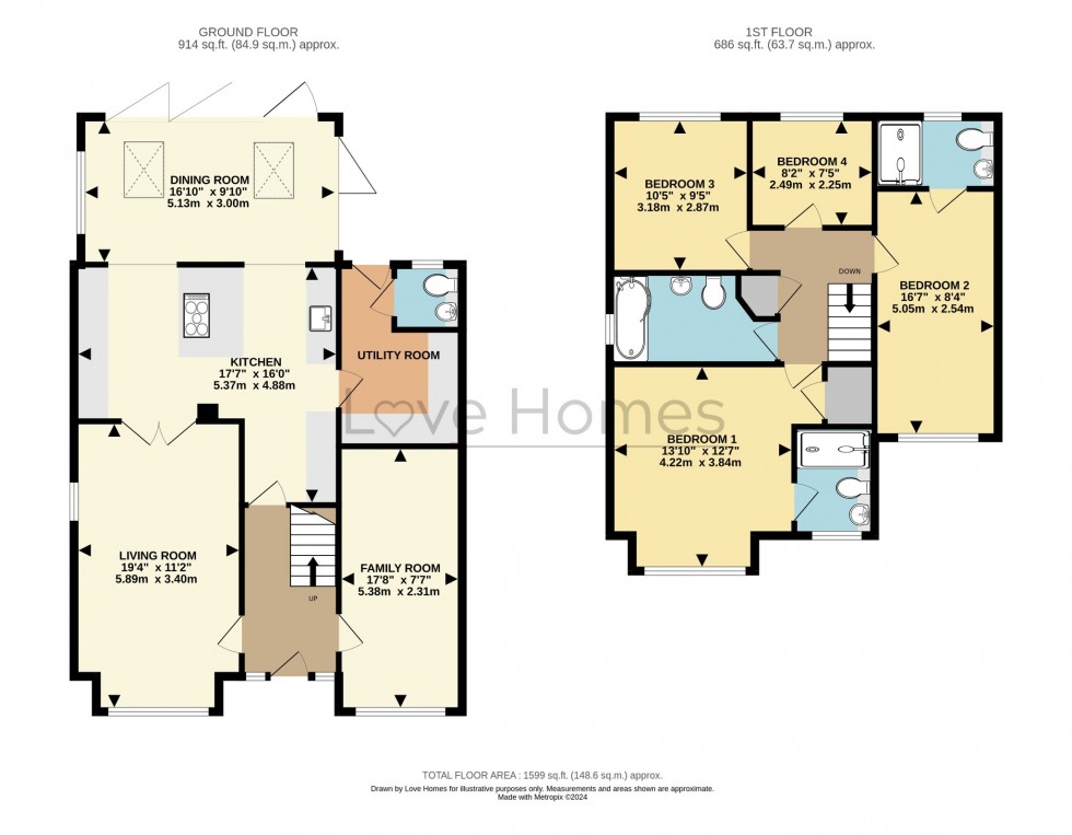 Floorplan for Waterloo Close, Flitwick