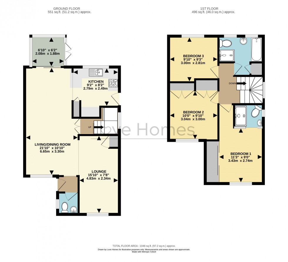 Floorplan for Trent Avenue, Flitwick