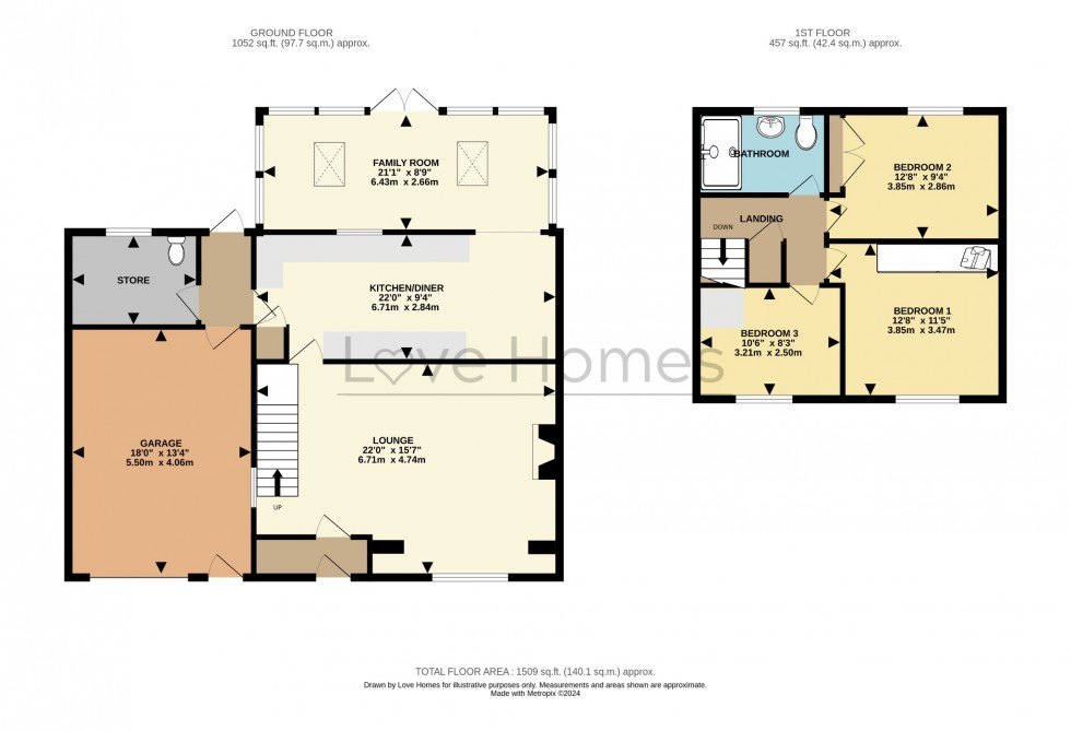 Floorplan for Chiltern Close, Ampthill