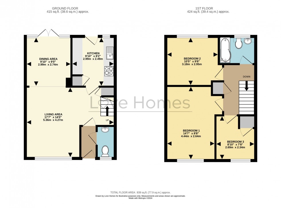 Floorplan for Dove Walk, Flitwick